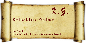 Krisztics Zombor névjegykártya